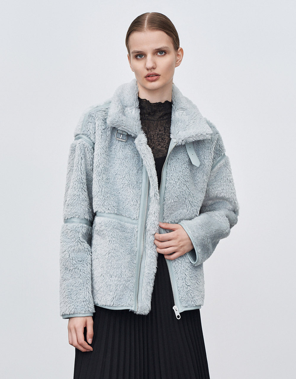 Contrast Stitch Teddy Jacket