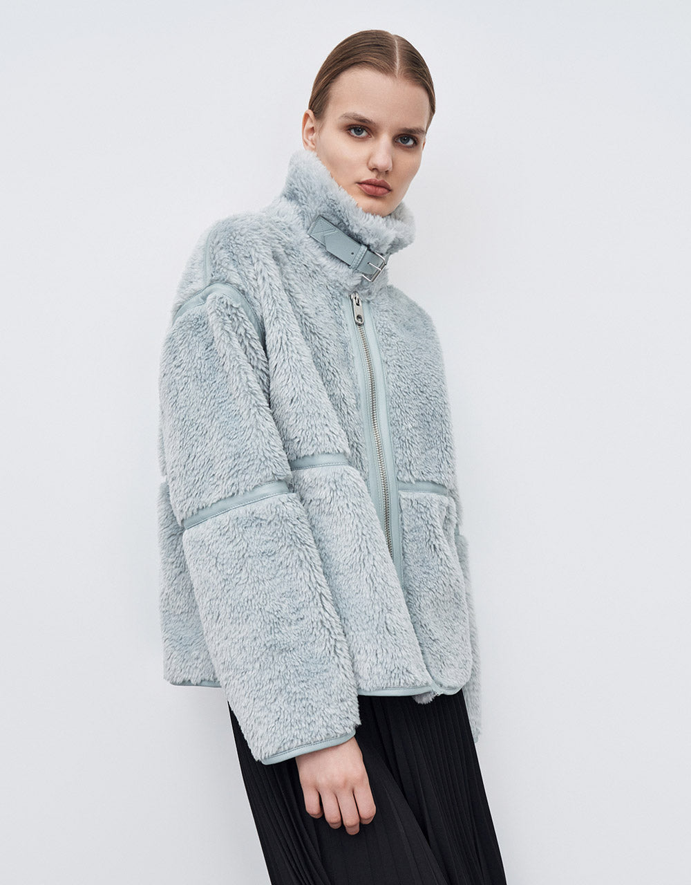 Contrast Stitch Teddy Jacket