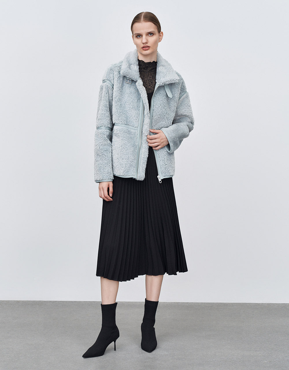 Contrast Stitch Teddy Jacket