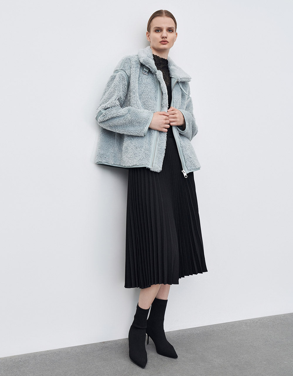 Contrast Stitch Teddy Jacket