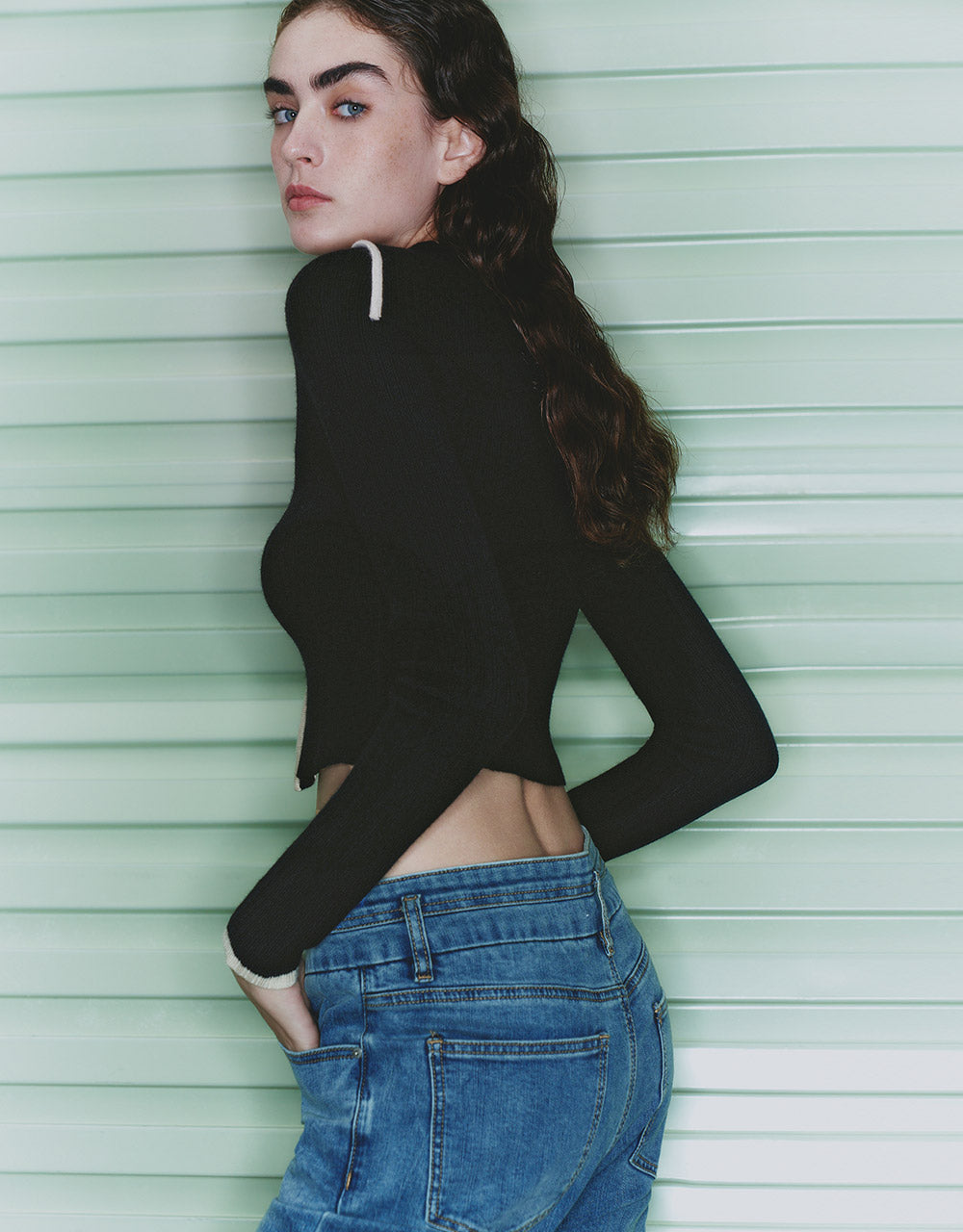Contrast Trim Zippered Cardigan