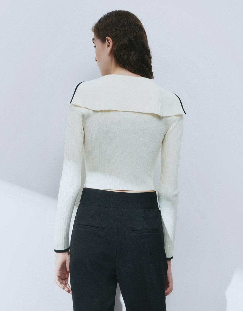 Contrast Trim Zippered Cardigan