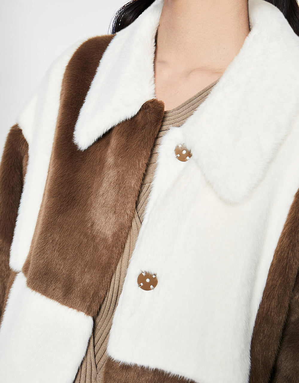 Checkered Faux Fur Jacket