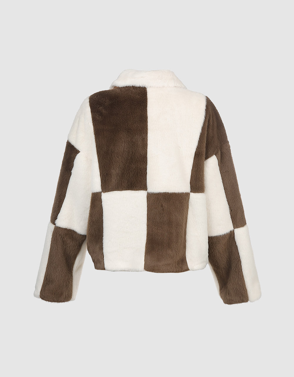 Checkered Faux Fur Jacket