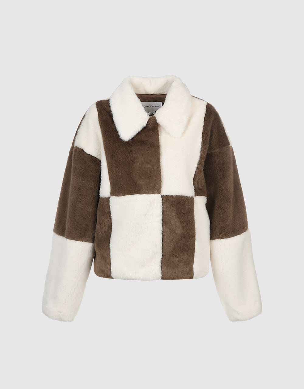Checkered Faux Fur Jacket