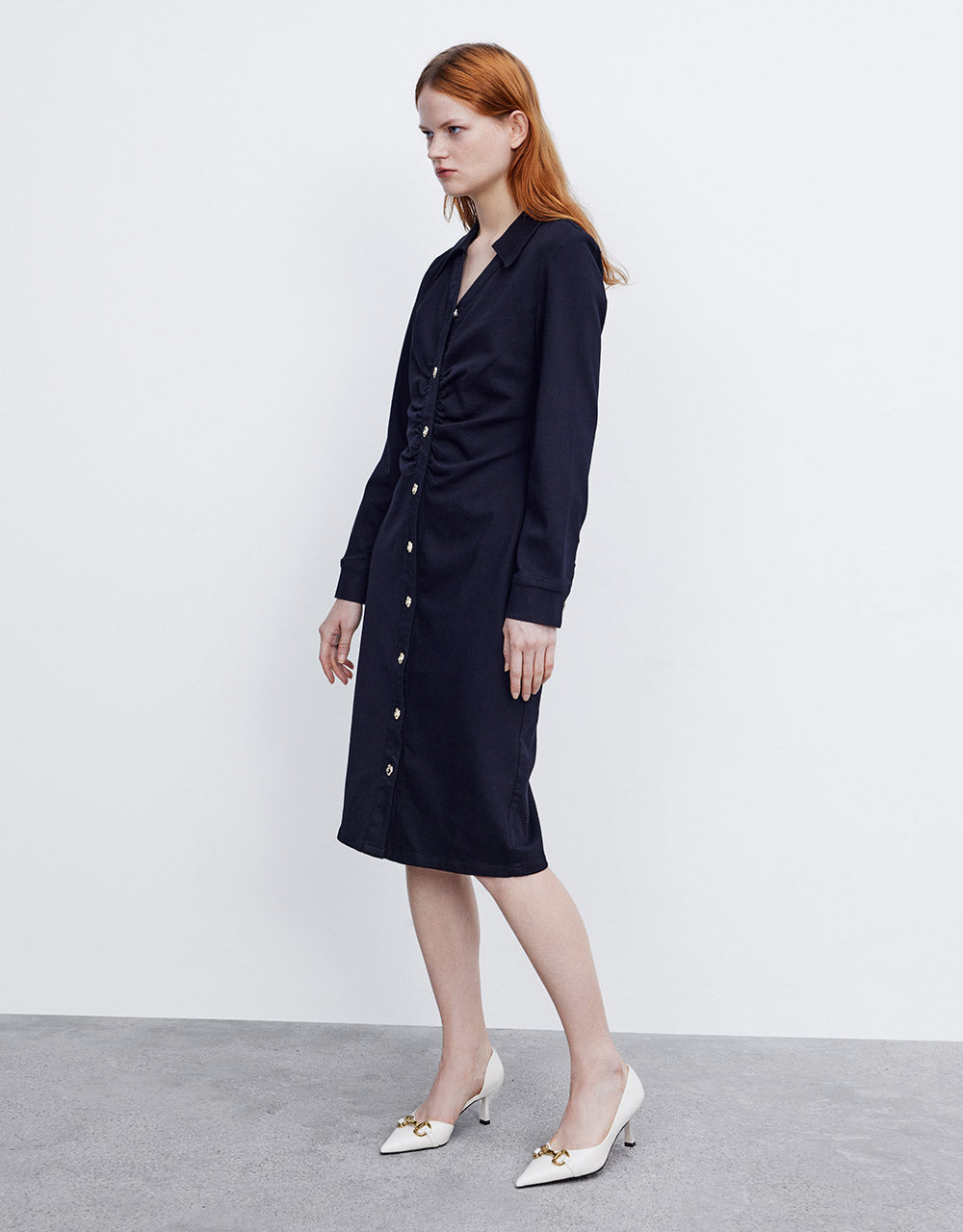 Button Up Denim Midi Dress