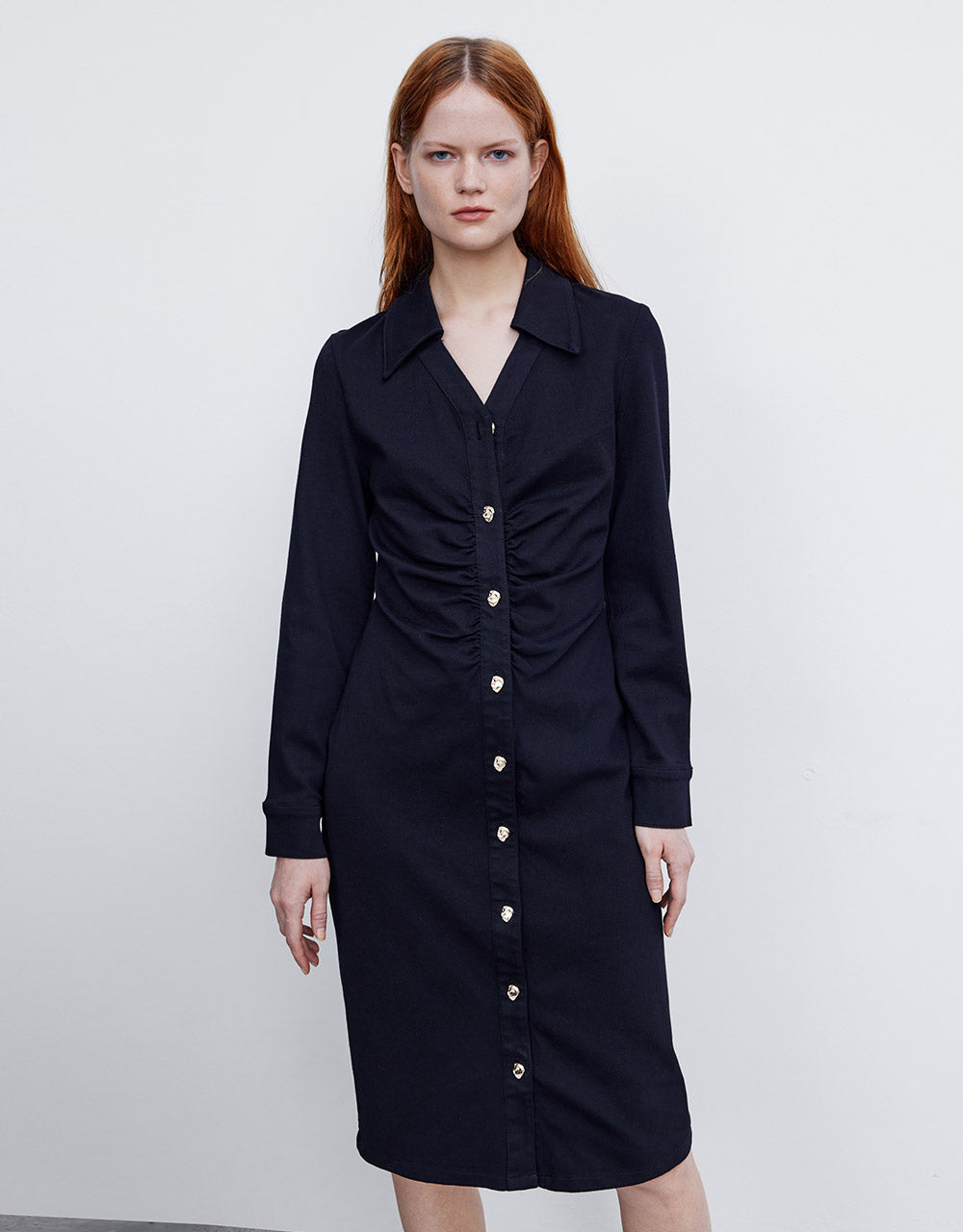 Button Up Denim Midi Dress