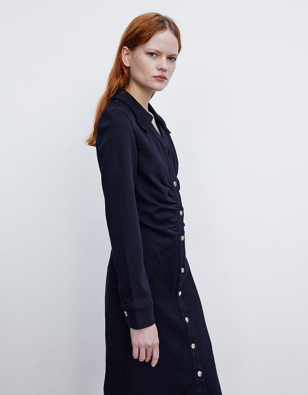 Button Up Denim Midi Dress