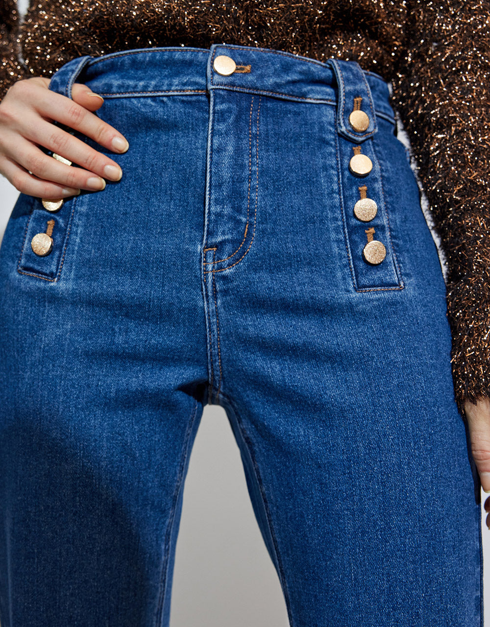 Button Detail Jeans