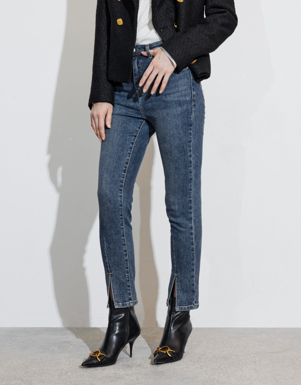 Split Hem Skinny Fit Jeans