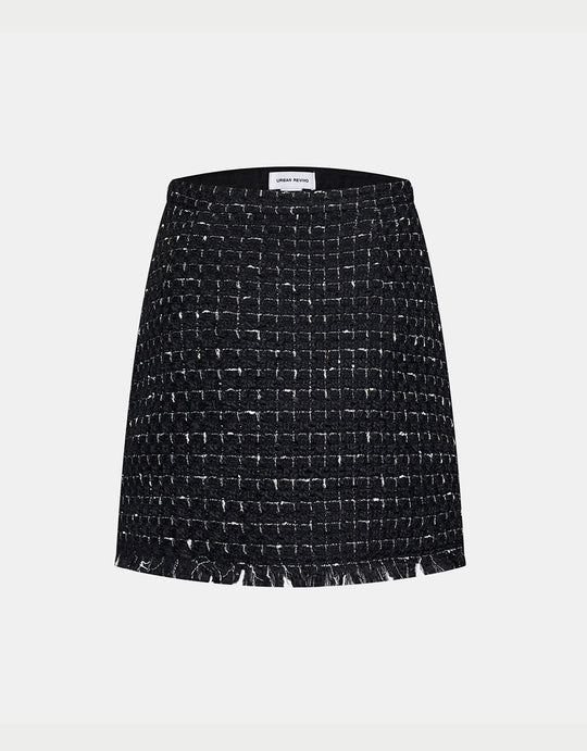 Raw Hem Tweed Skirt