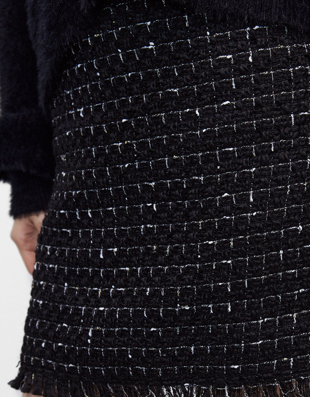 Raw Hem Tweed Skirt