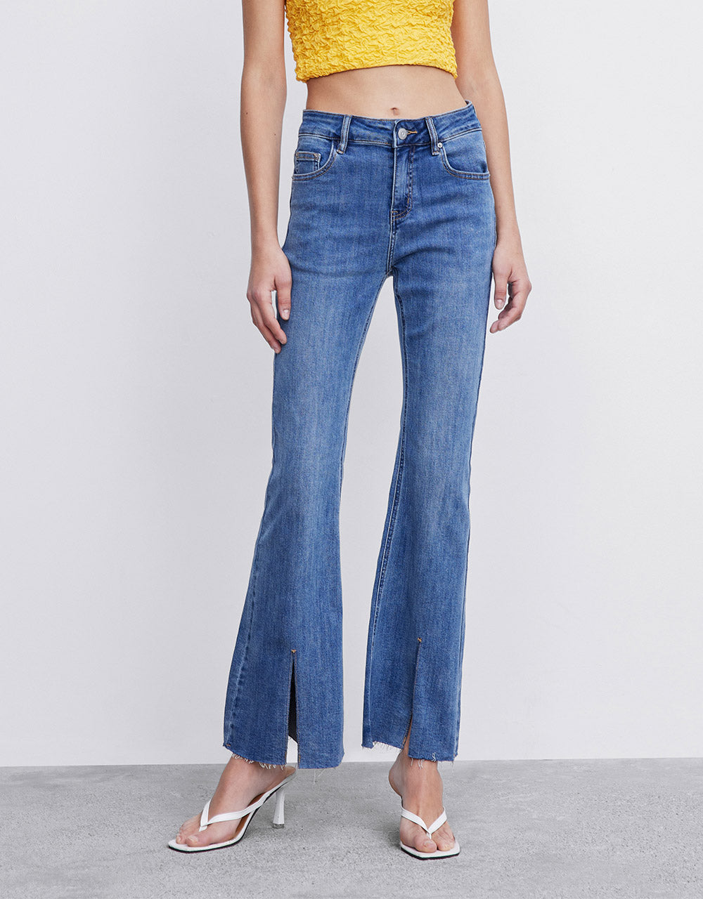 Slit Hem Flare Jeans