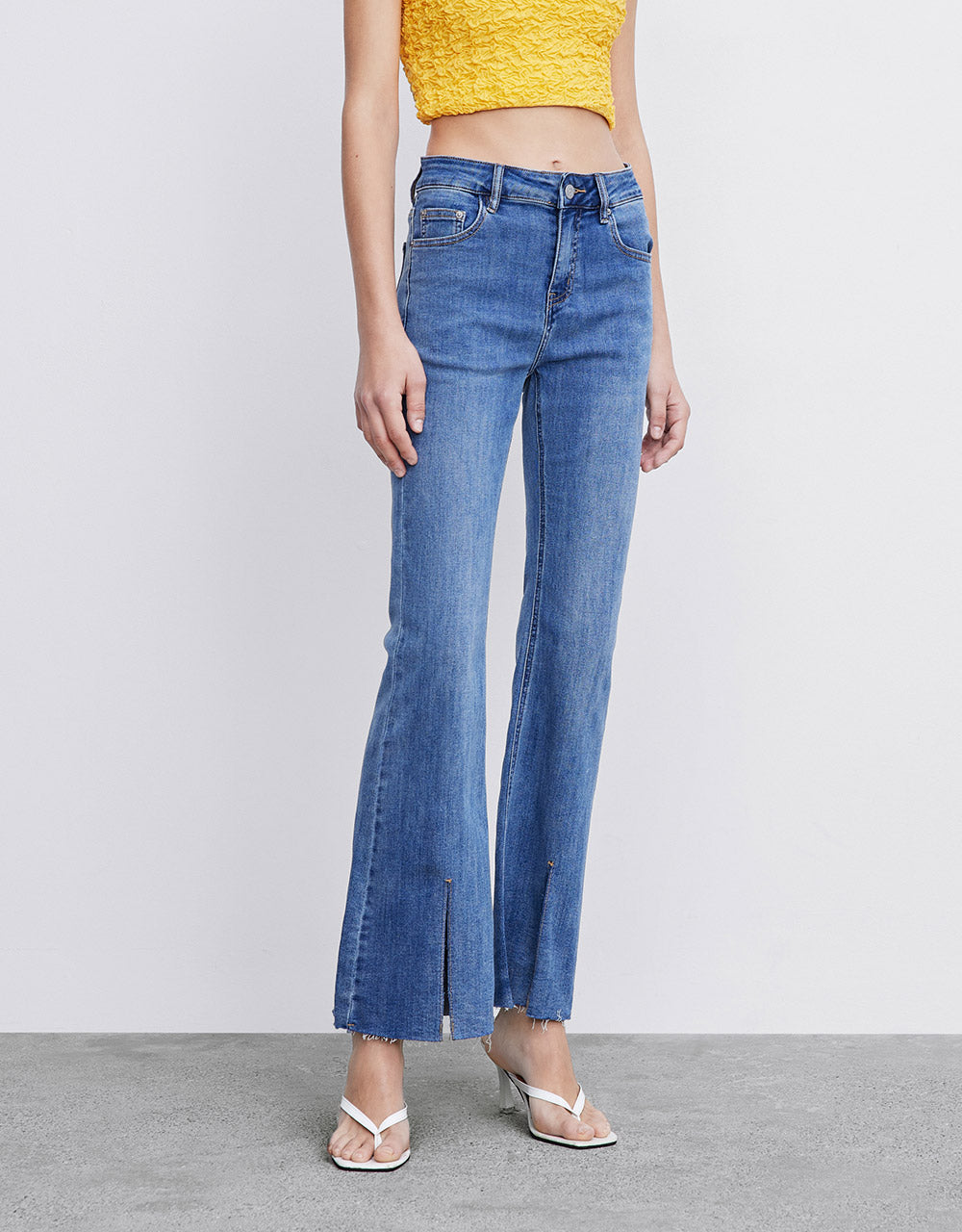 Slit Hem Flare Jeans