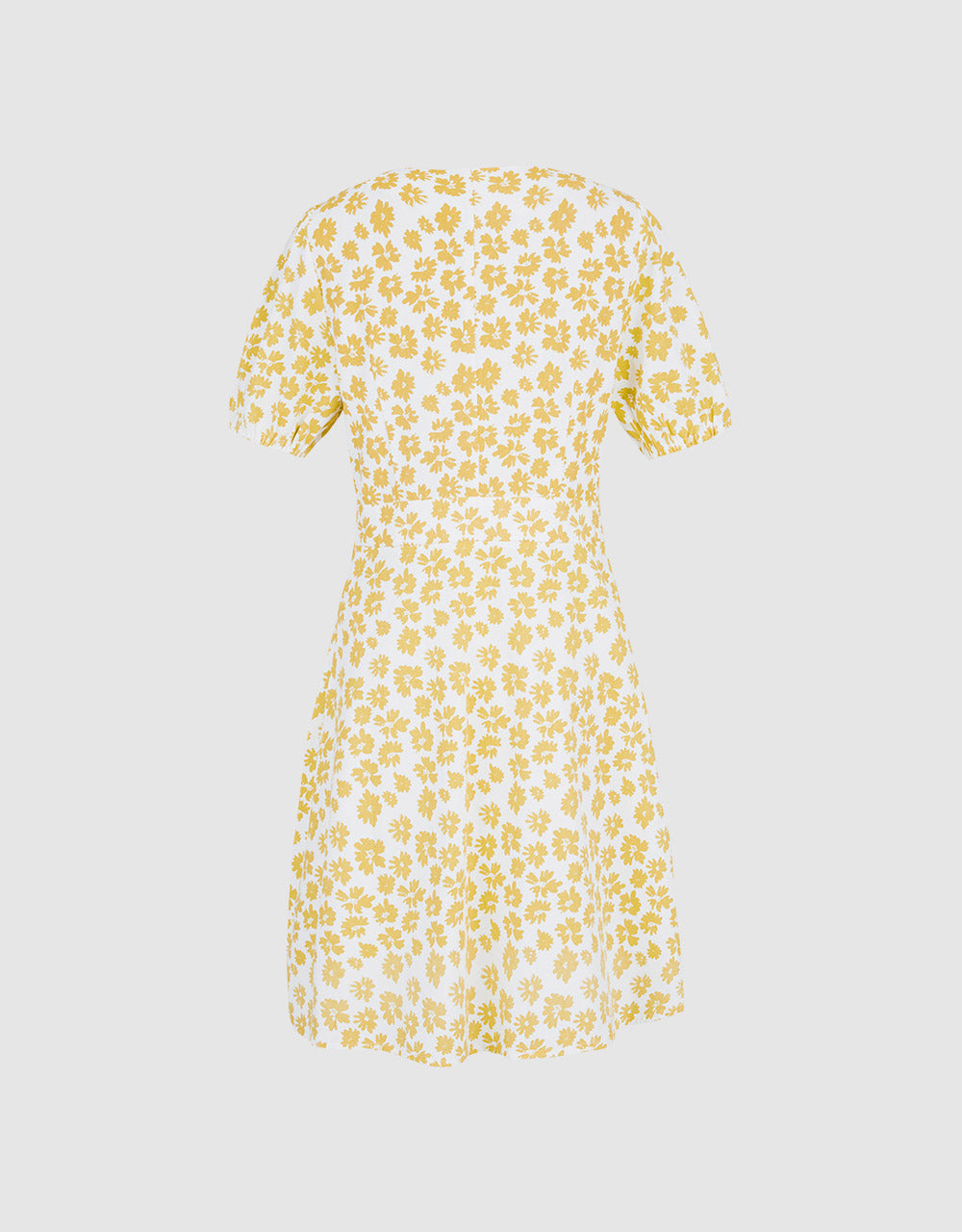 Floral Print Puff Sleeve Denim Dress