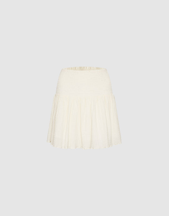 Elastic Waist Pleated Skirt