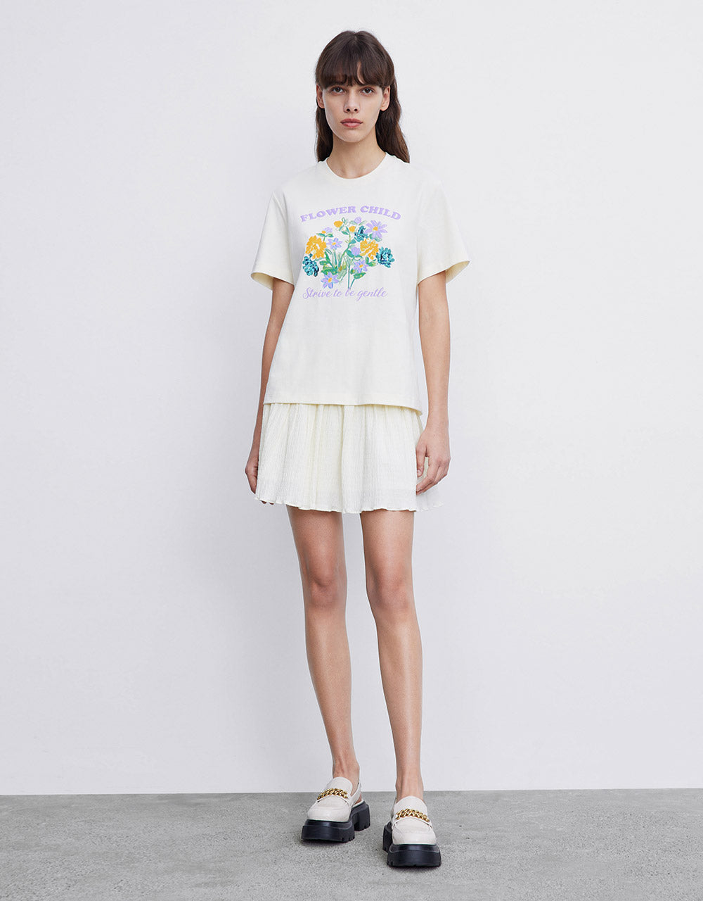 Elastic Waist Pleated Skirt