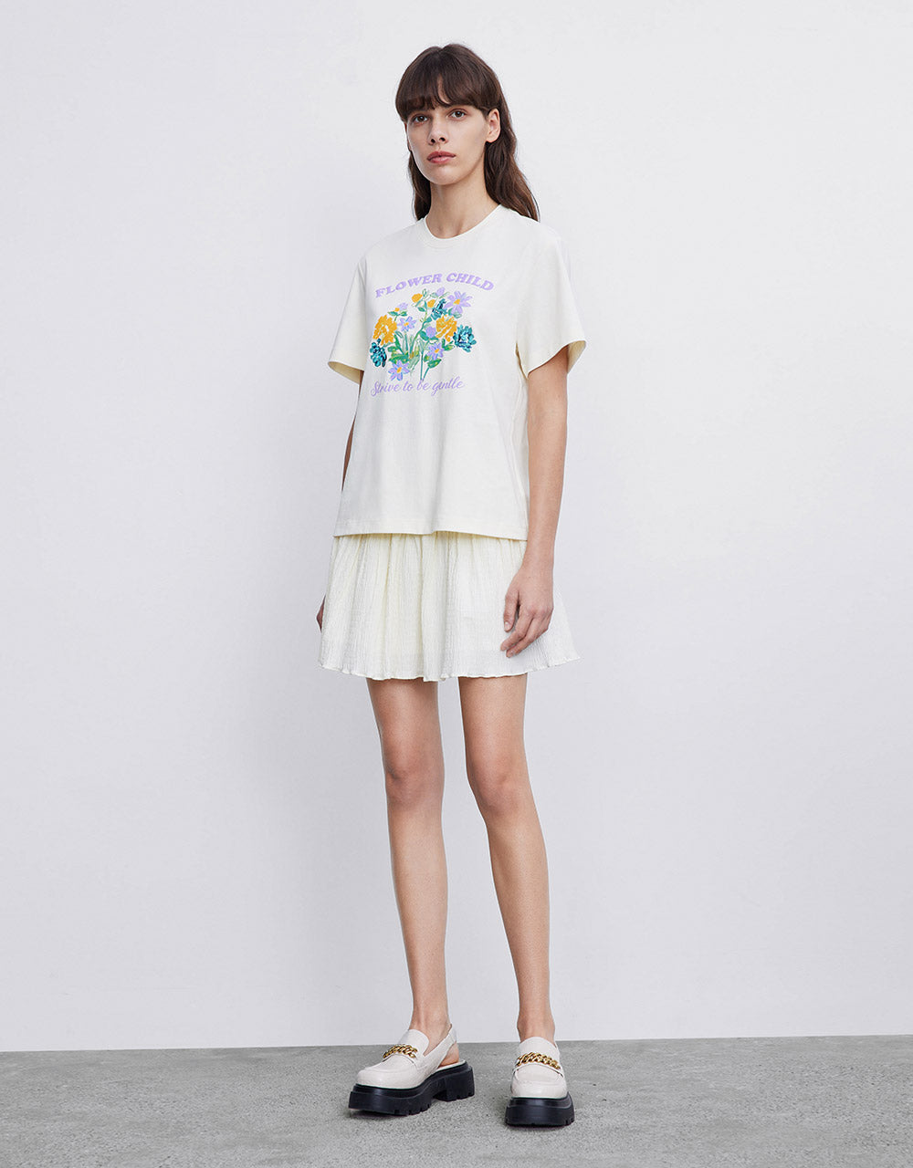 Elastic Waist Pleated Skirt