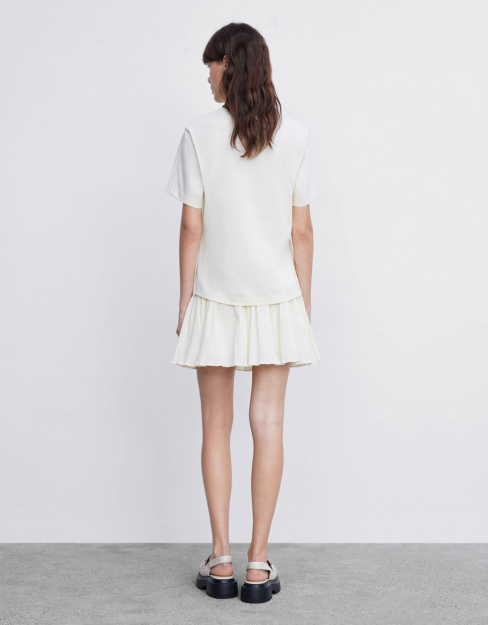 Elastic Waist Pleated Skirt