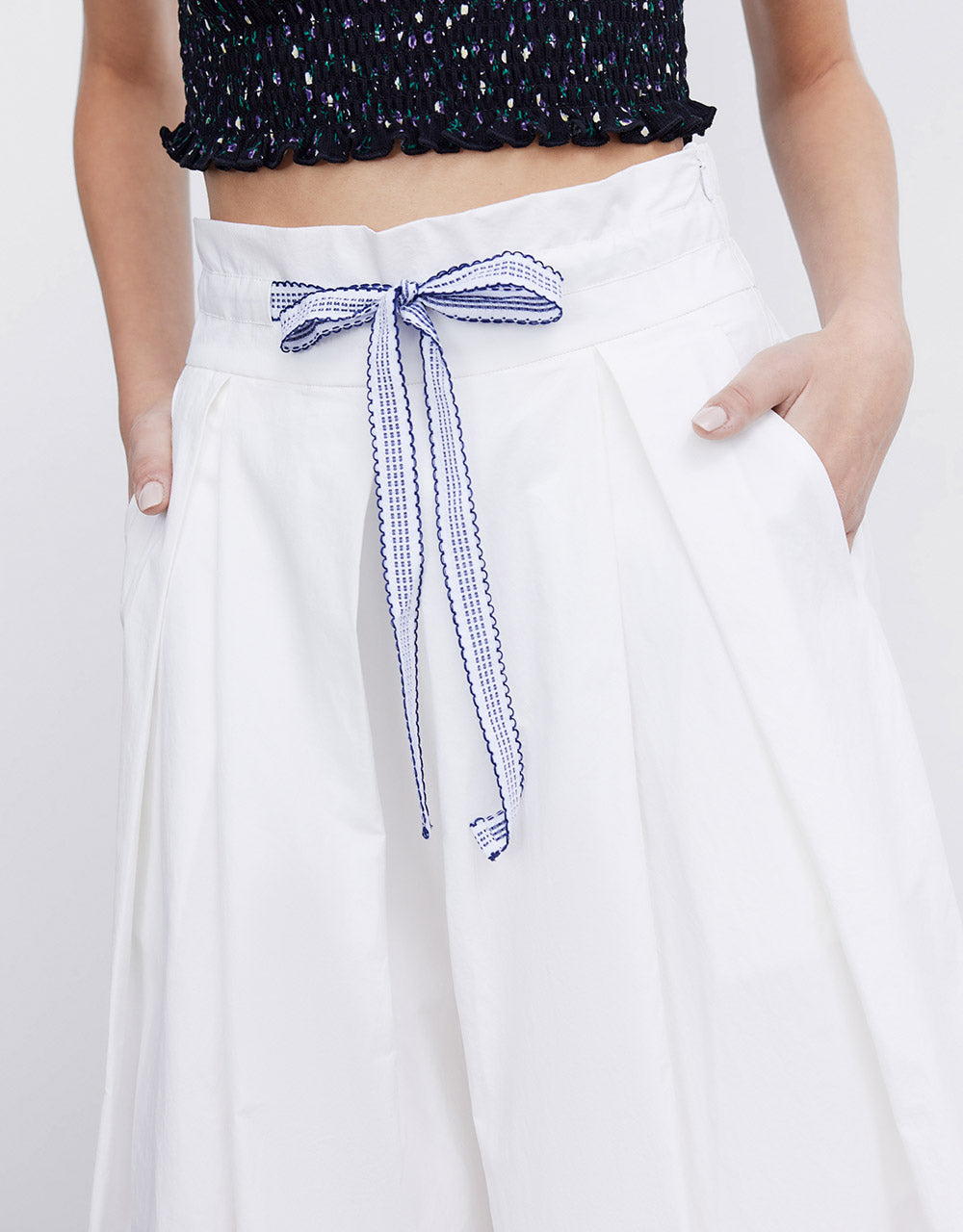 Plain Pleated Wide Leg Pants