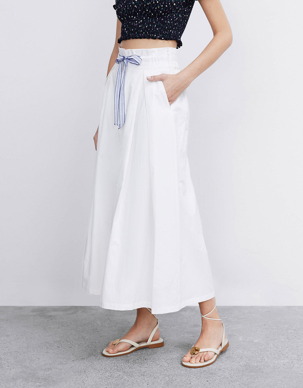 Plain Pleated Wide Leg Pants