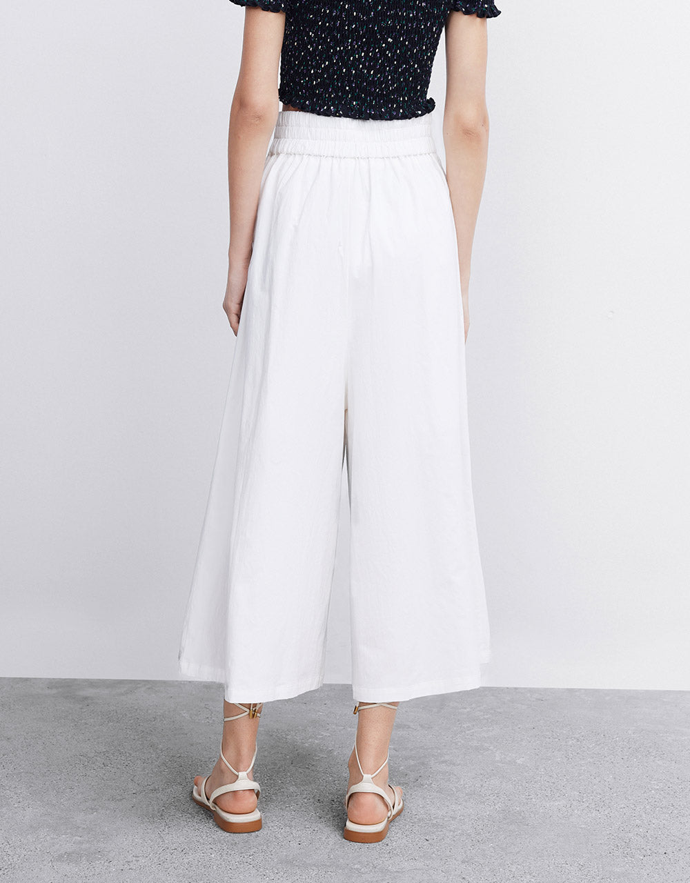Plain Pleated Wide Leg Pants