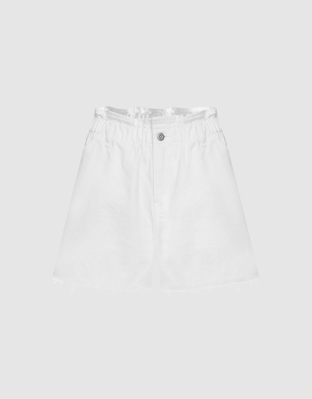 Paperbag Waist Raw Hem Denim Shorts