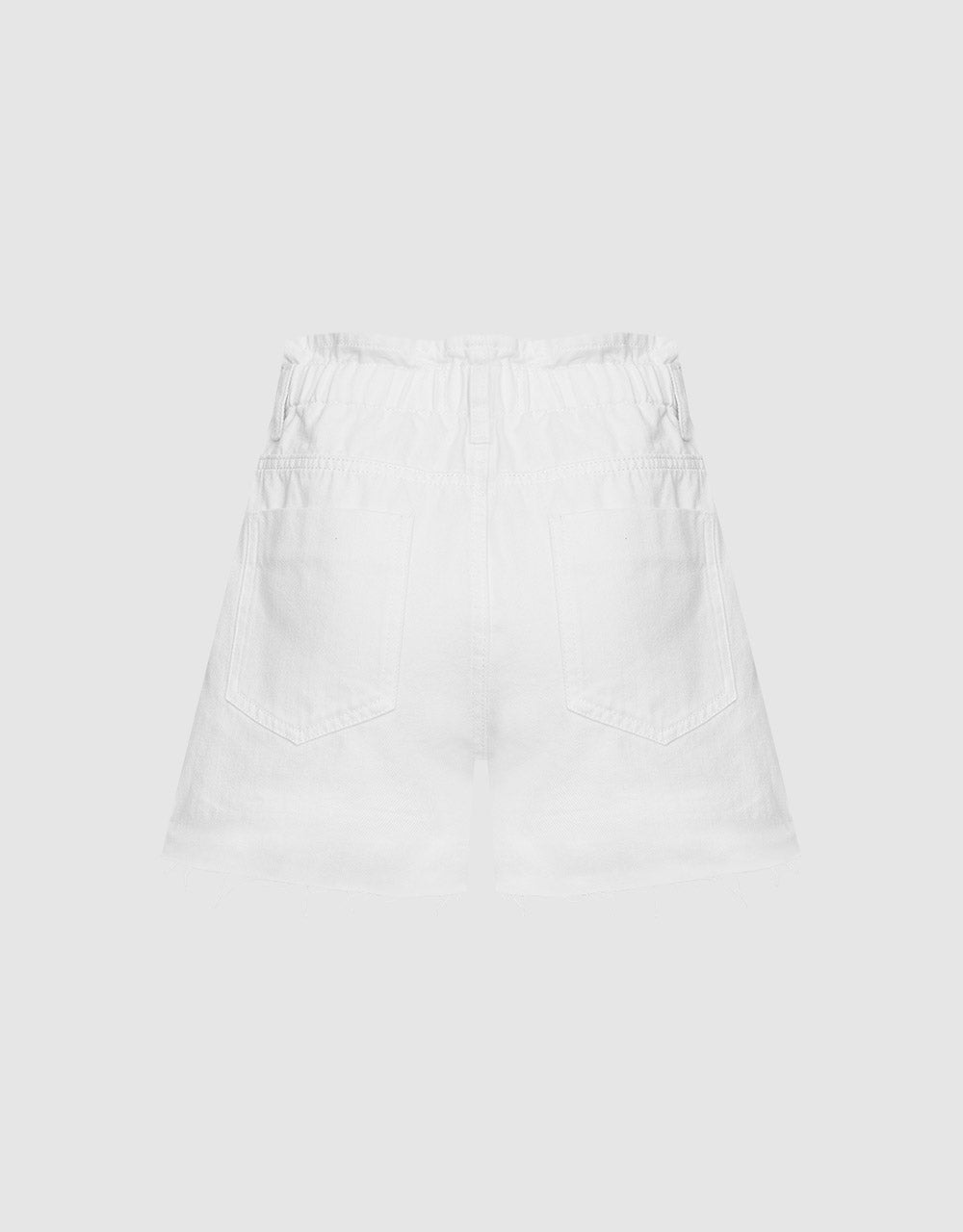 Paperbag Waist Raw Hem Denim Shorts