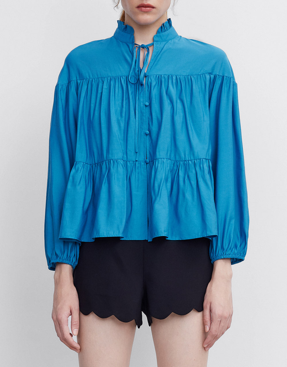 Tie Front Peplum Blouse