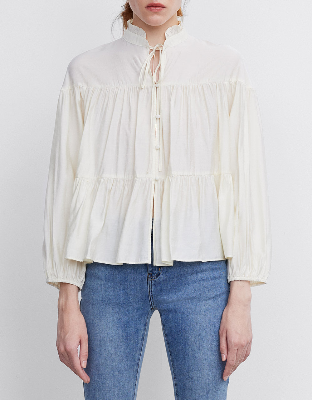 Tie Front Peplum Blouse