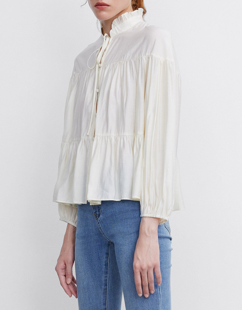 Tie Front Peplum Blouse