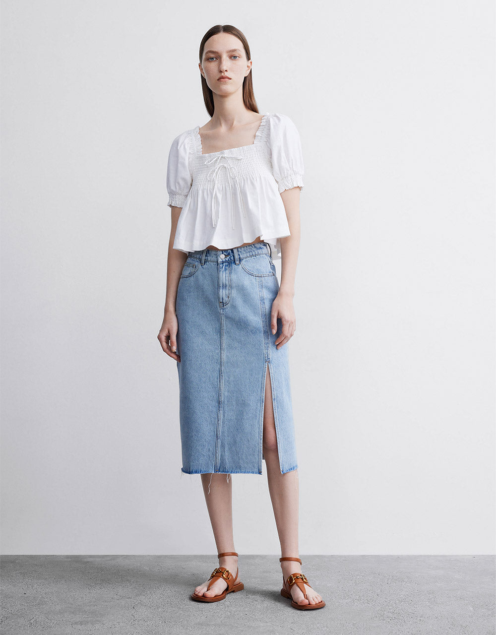 Slit Denim Skirt