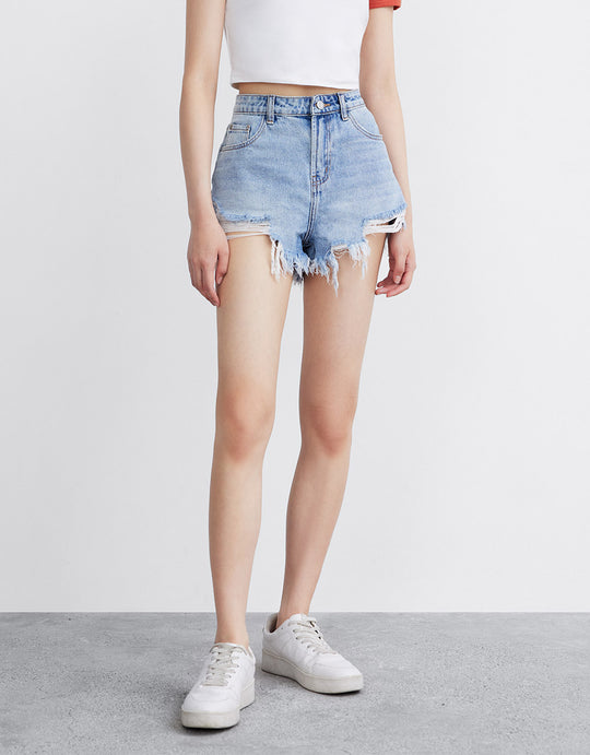 Ripped Denim Shorts