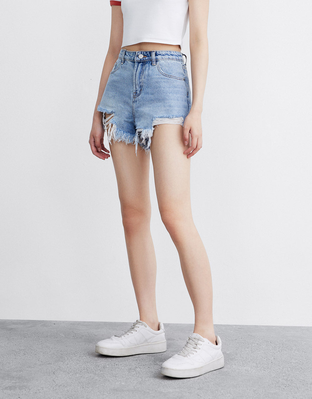 Ripped Denim Shorts