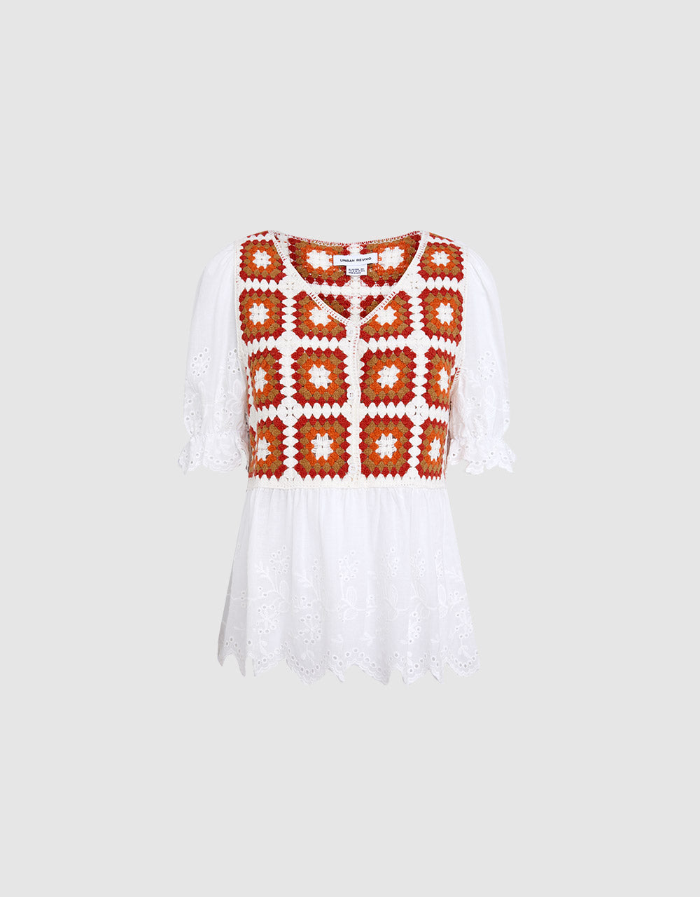 Contrast Cut Out Peplum Blouse