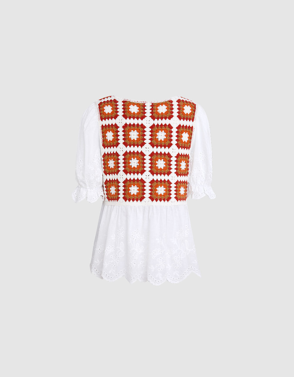Contrast Cut Out Peplum Blouse