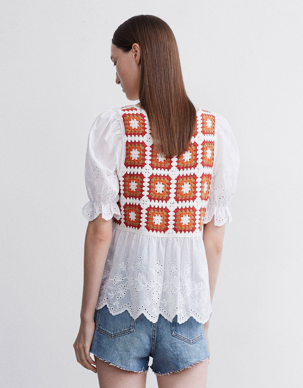Contrast Cut Out Peplum Blouse