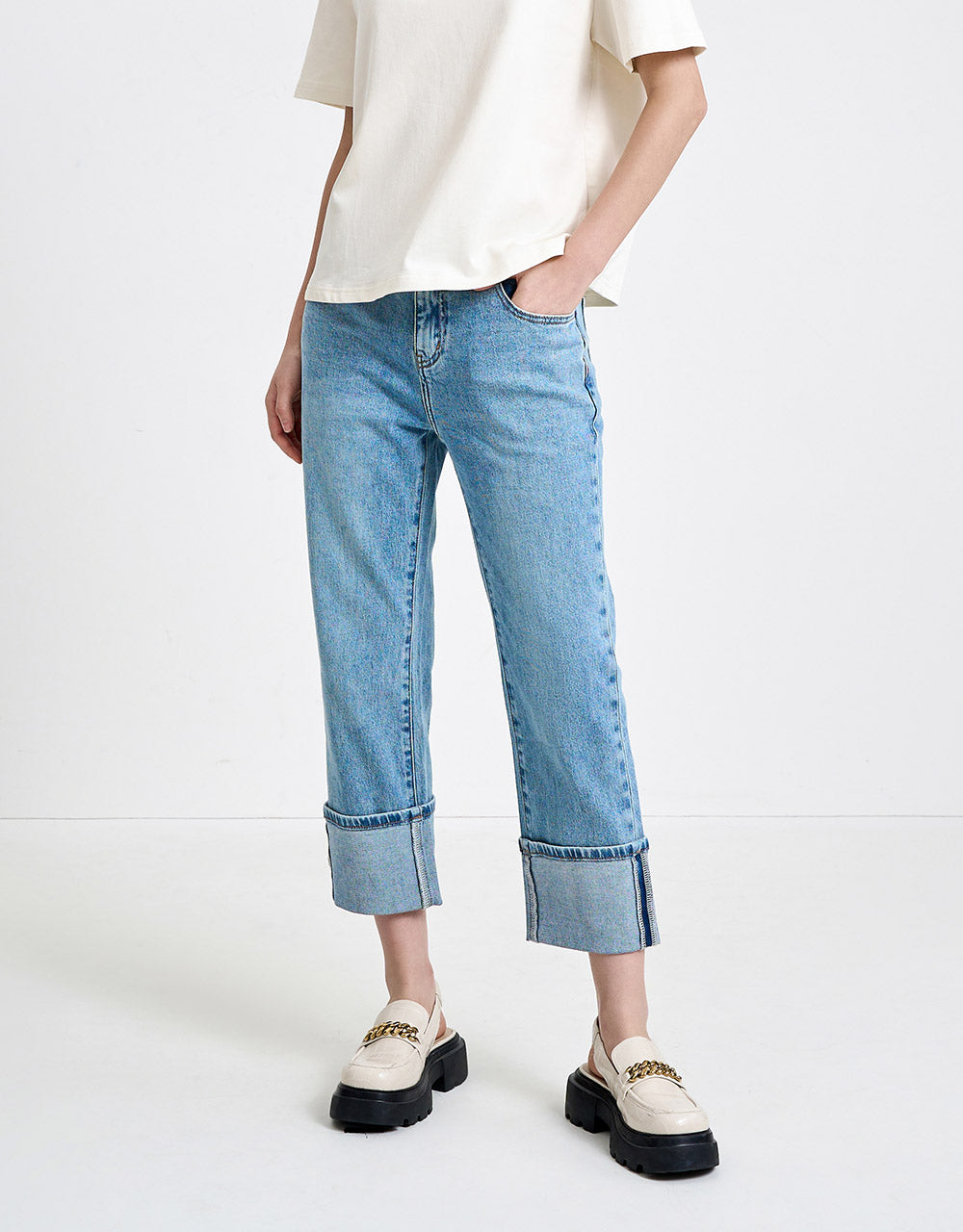 Roll Up Straight Jeans