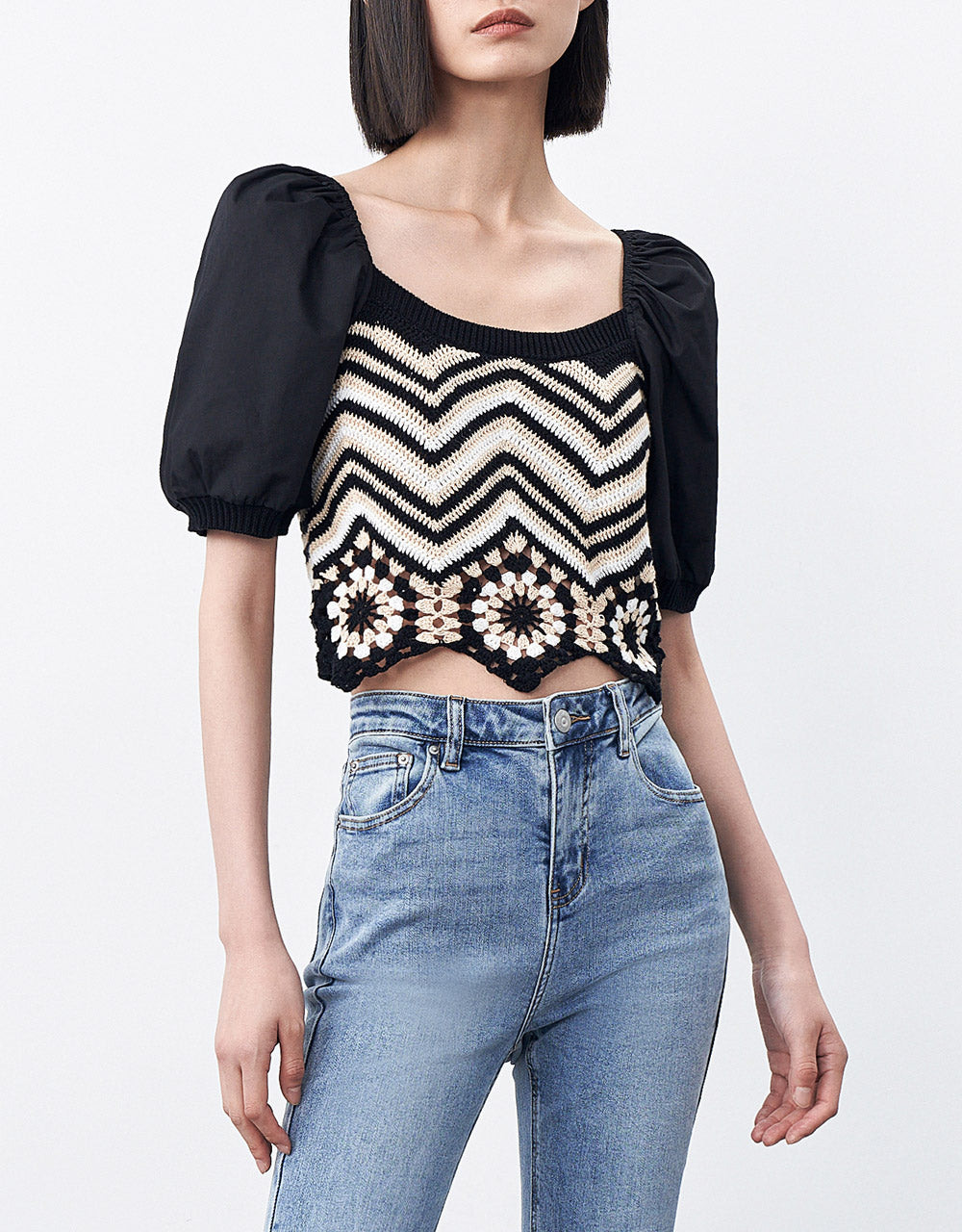 Chevron Print Knit Top