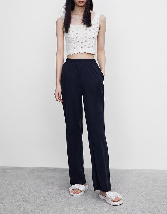 Elastic Waist Knitted Pants