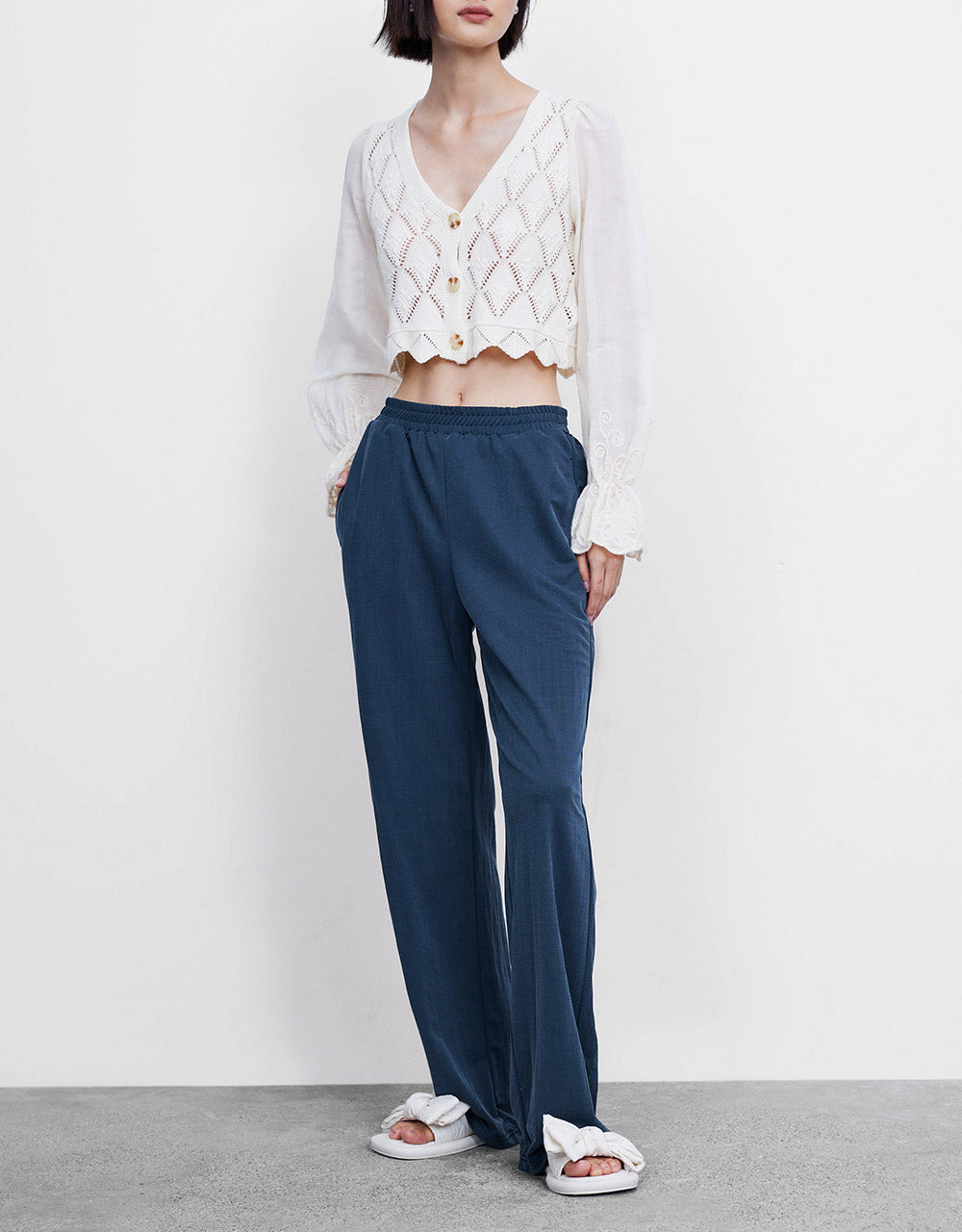 Elastic Waist Knitted Pants