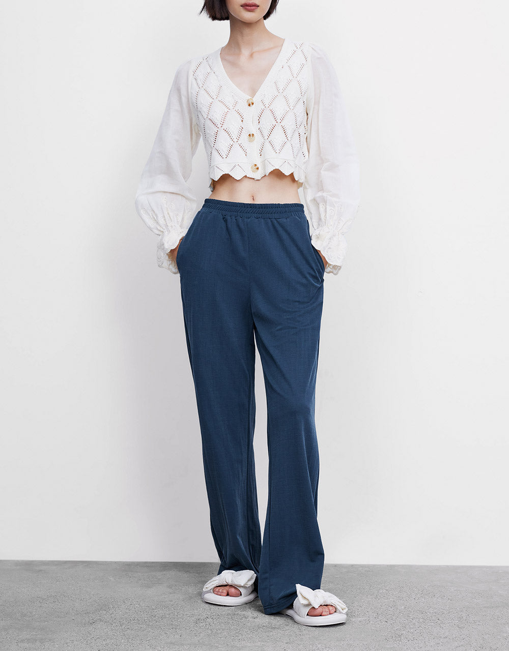 Elastic Waist Knitted Pants