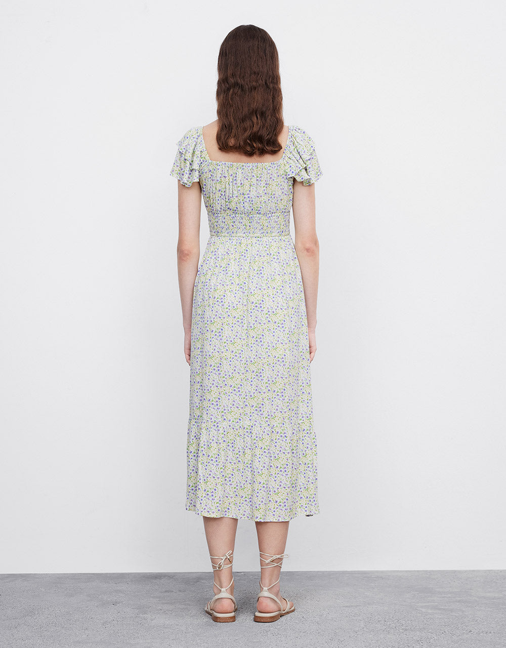 Tie Front Shirred Dress