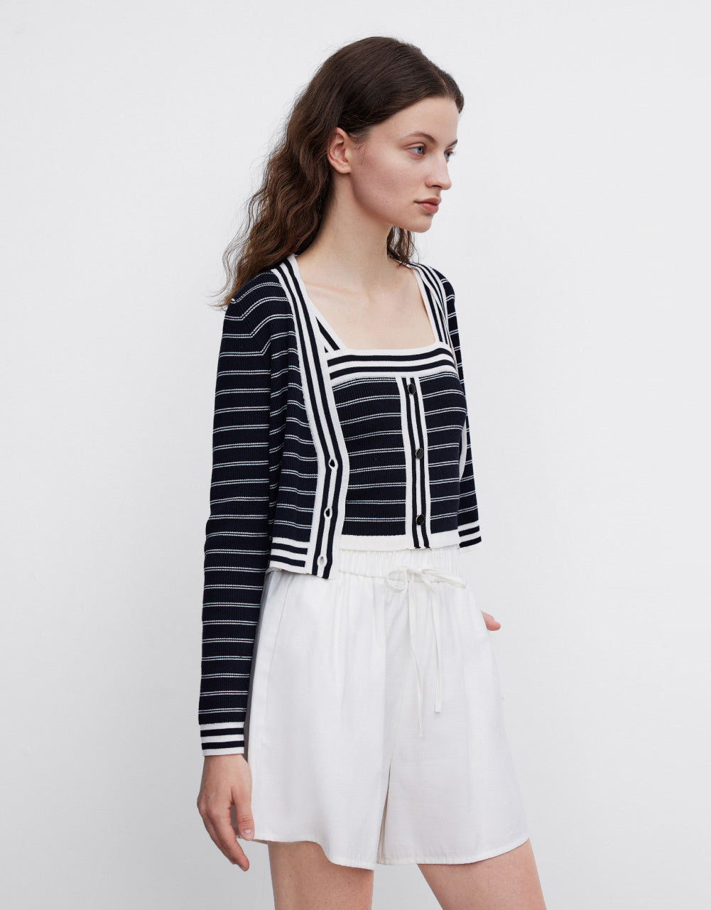 Horizontal Stripe Knit Cardigan