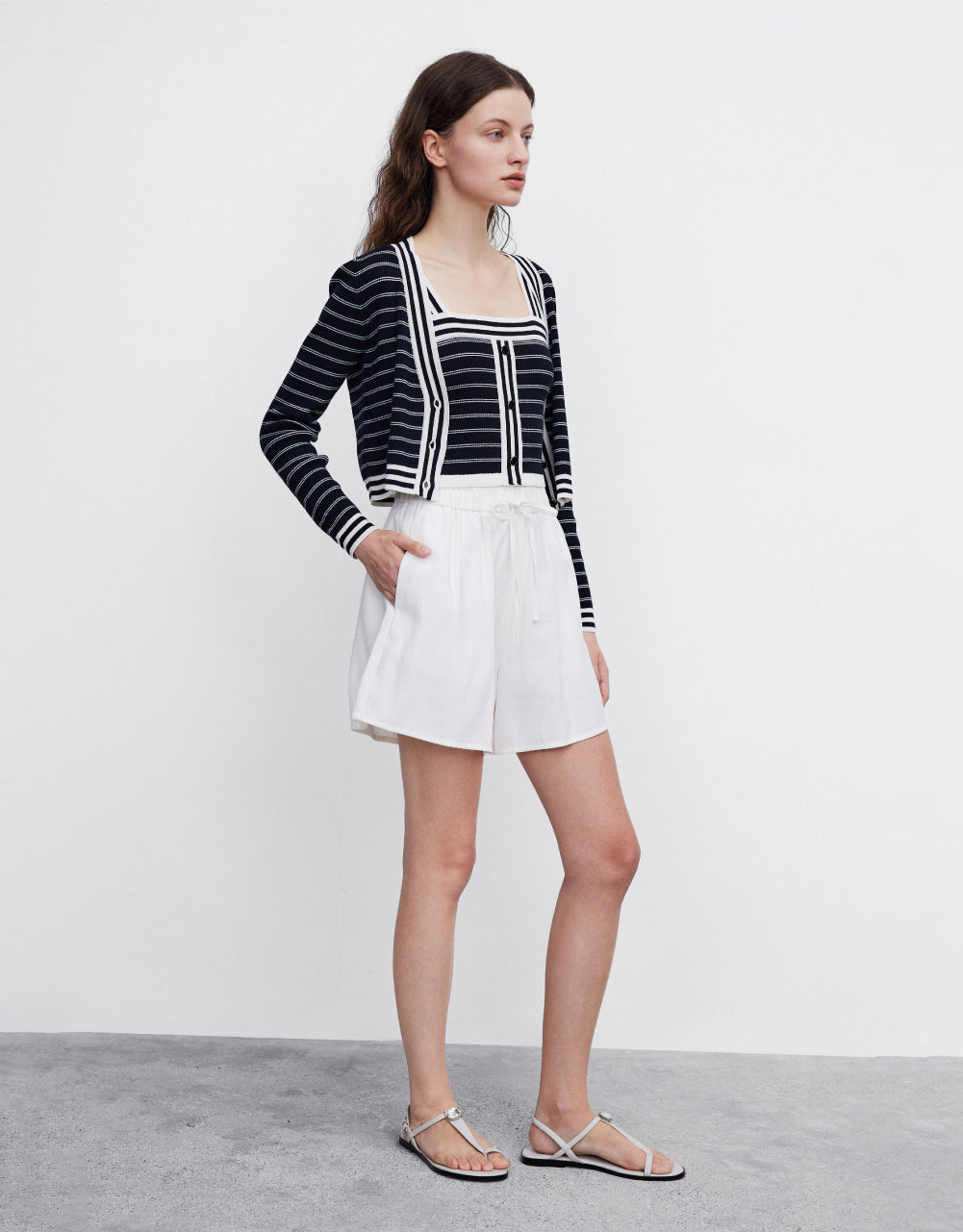 Horizontal Stripe Knit Cardigan