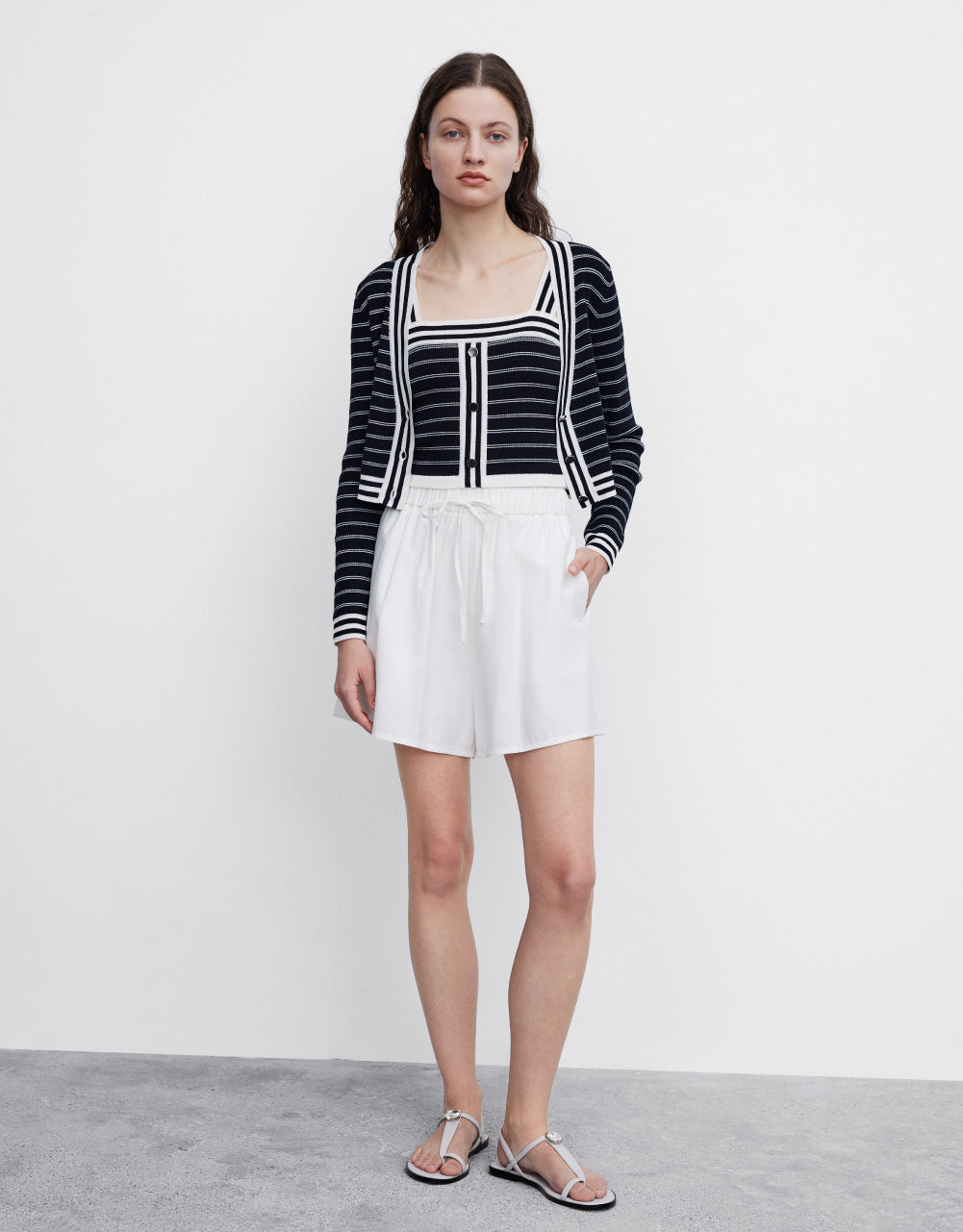 Horizontal Stripe Knit Cardigan