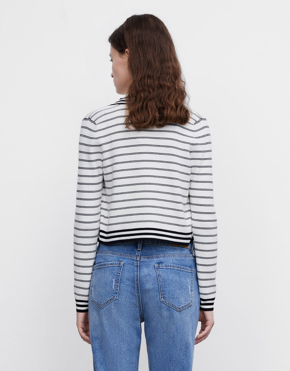 Horizontal Stripe Knit Cardigan