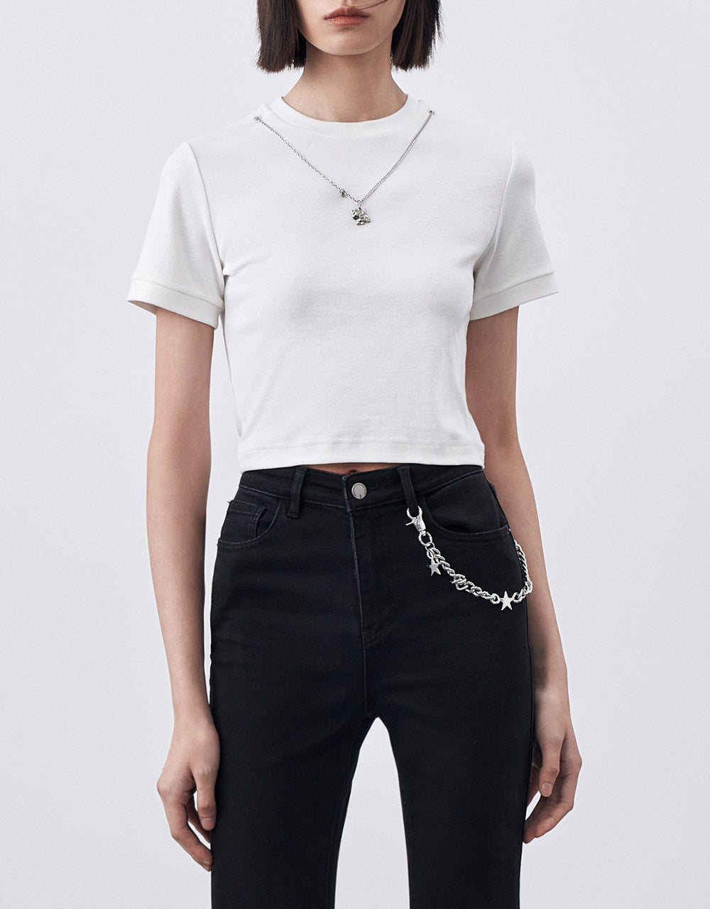 Cropped T-Shirt With Chain