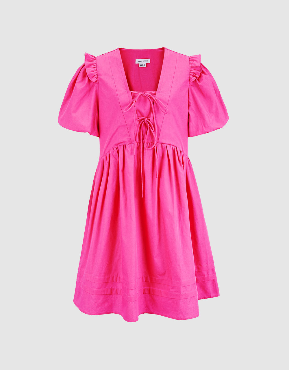 Lace Up Puff Sleeve Dress