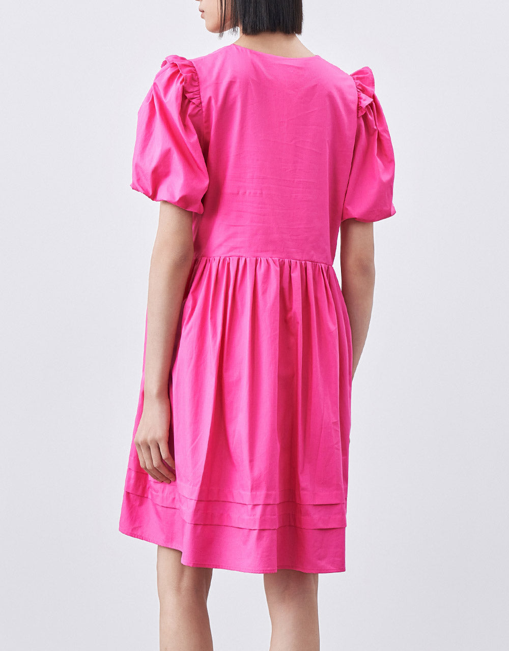 Lace Up Puff Sleeve Dress